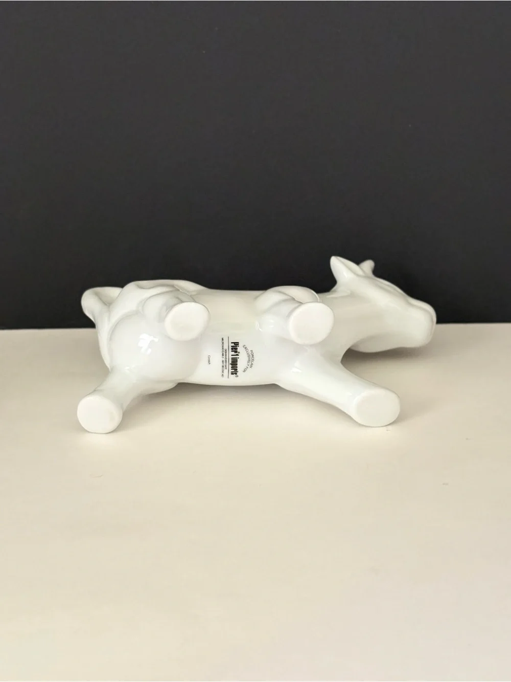 Vintage Pier 1 White Porcelain Cow Creamer Milk Pitcher Jug Farmhouse Country